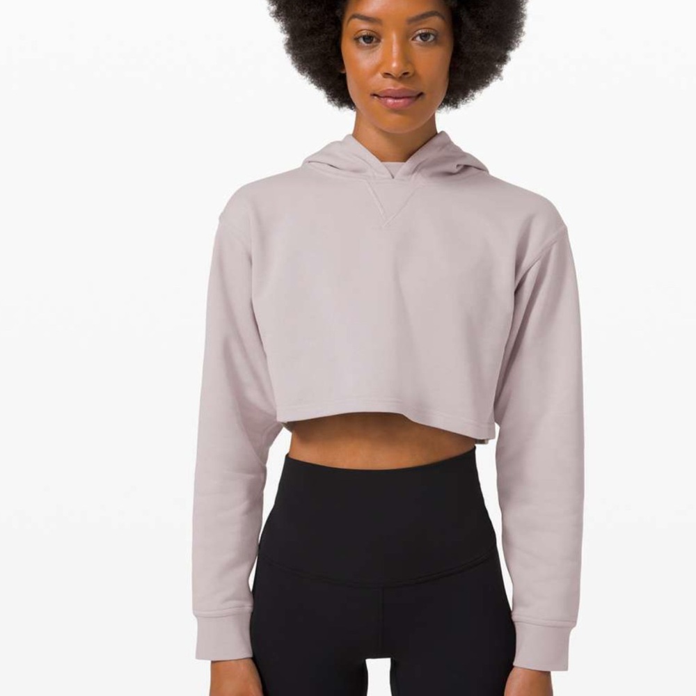 Lululemon All Yours Cropped Hoodie hot pink long sleeve size 20‎